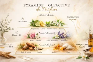 schéma pyramide olfactive notes de tête cœur fond parfum